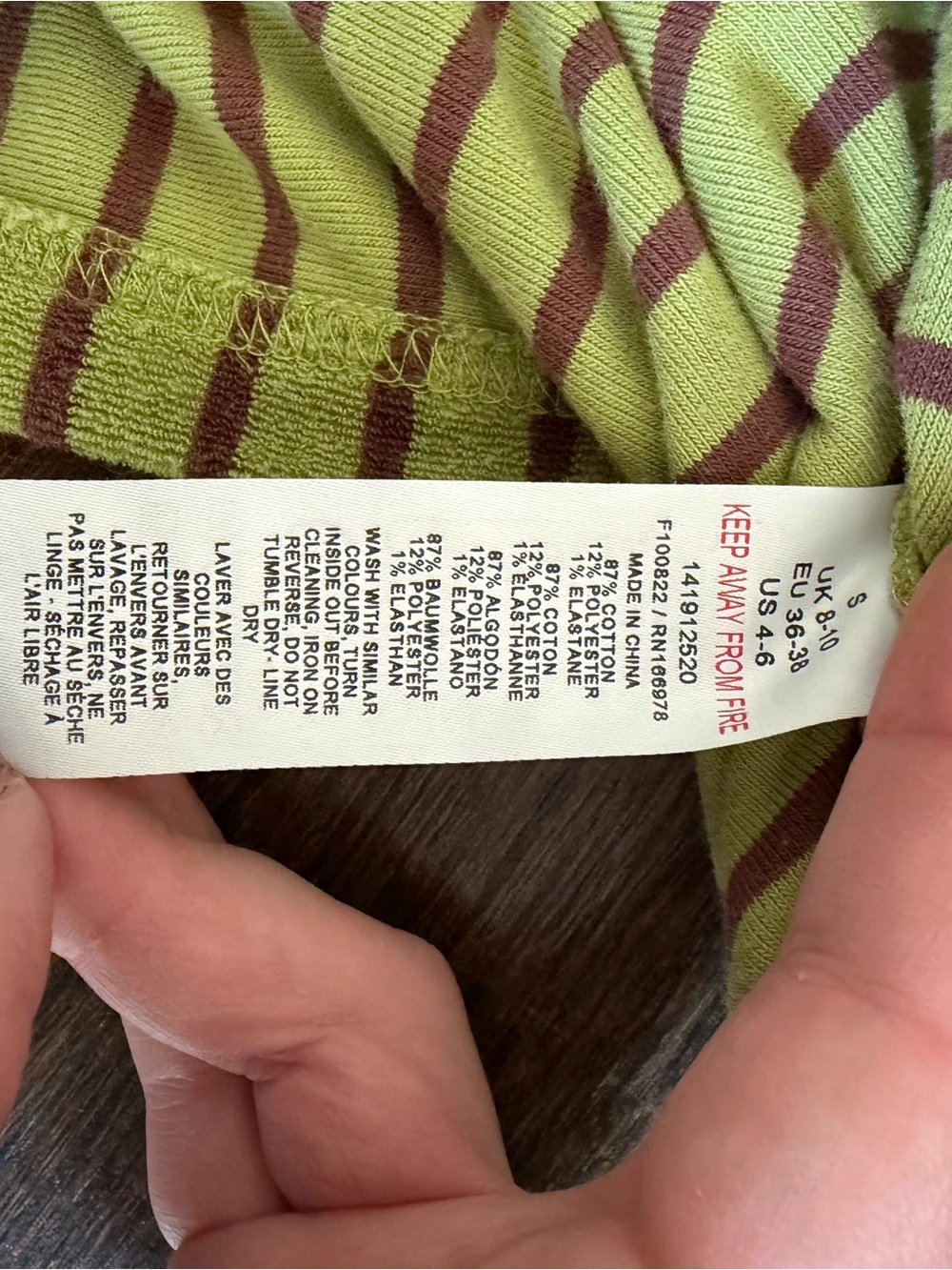 Topshop Olive Green and Brown Striped Short-Sleeve Boxy Top - Picture 7 of 7